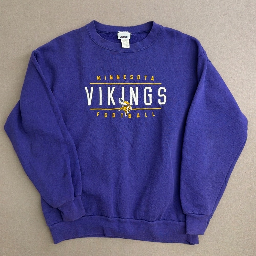 MSX Michael Strahan‎ Minnesota Vikings Sweatshirt Mens Large Purple Embroidered
